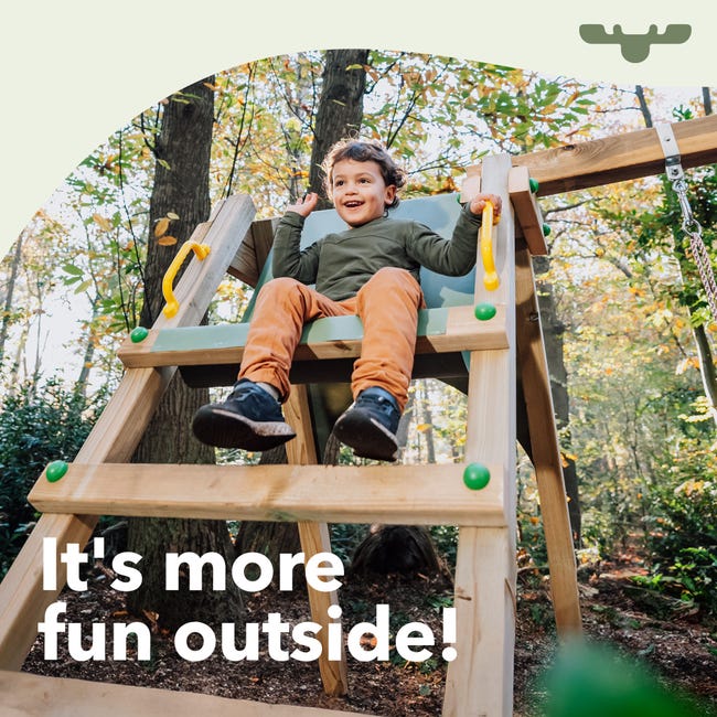 Aire de jeux bois Fatmoose RiverRun Royal XXL avec toboggan et balançoire